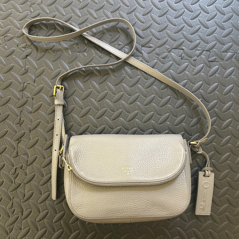Fossil Women’s Shoulder Purse, Gray, Medium size Handbag Crossbody